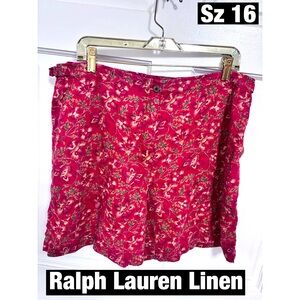 Ralph Lauren Vintage Floral linen Shorts Sz 16 Like new